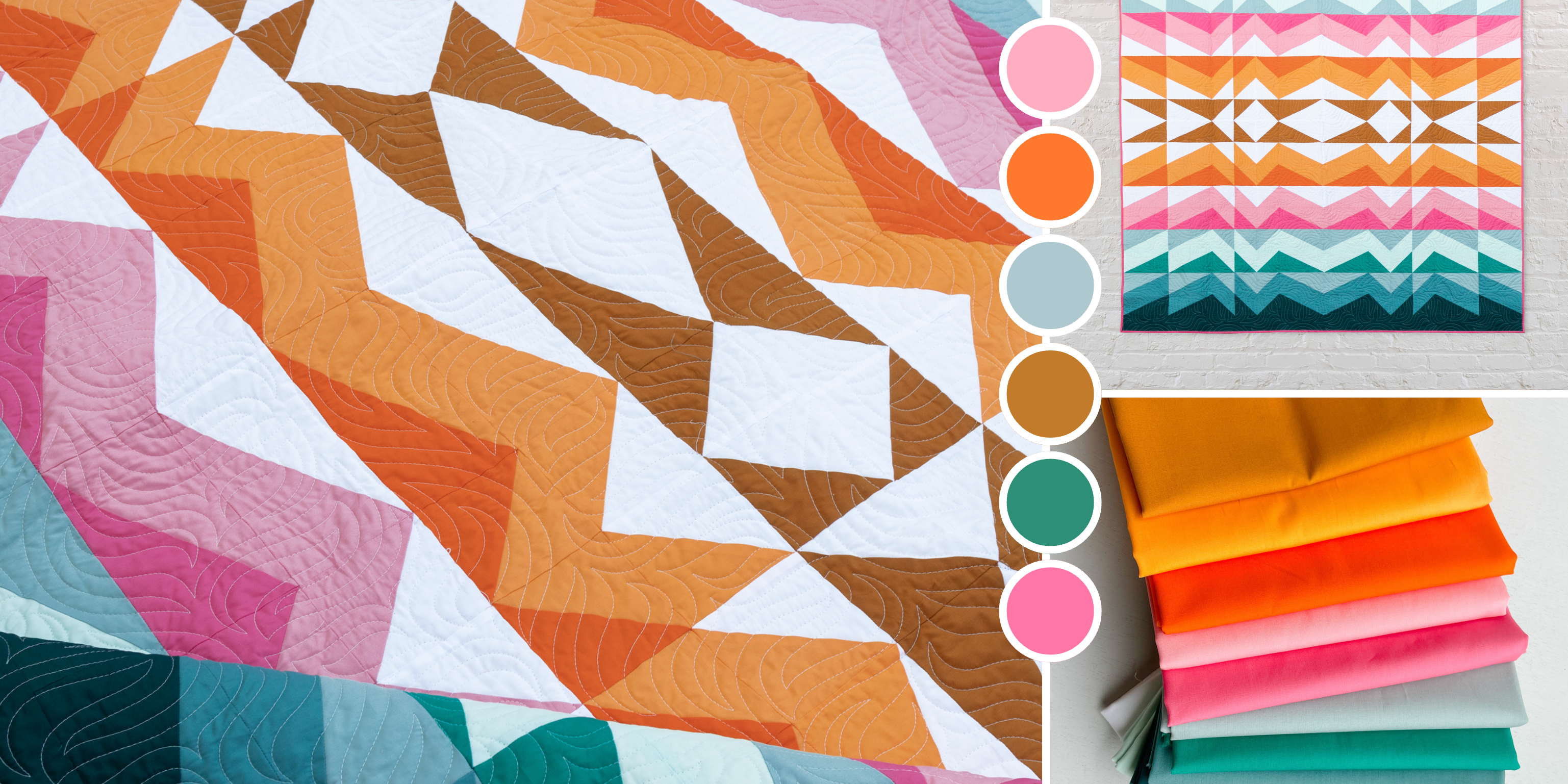 Rocky Coast quilt by Toad & Sew in the June color palette. This June Toad-Spo is inspired by the vibrant, early days of summer.