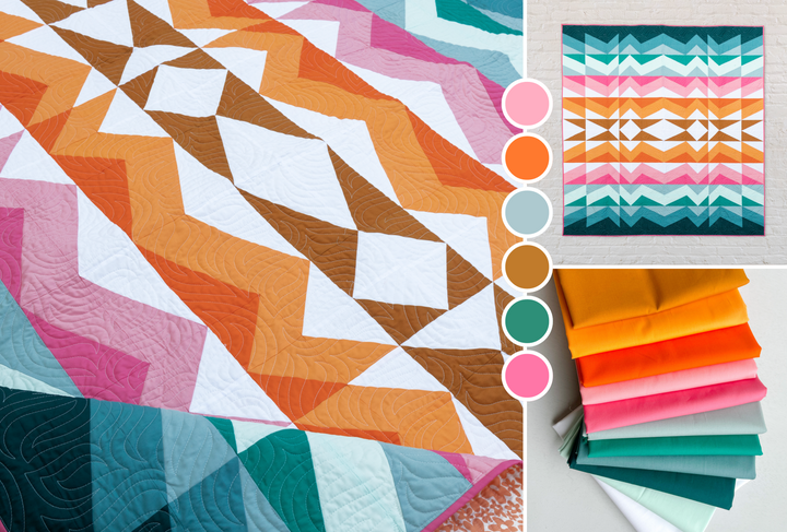 Rocky Coast quilt by Toad & Sew in the June color palette. This June Toad-Spo is inspired by the vibrant, early days of summer.