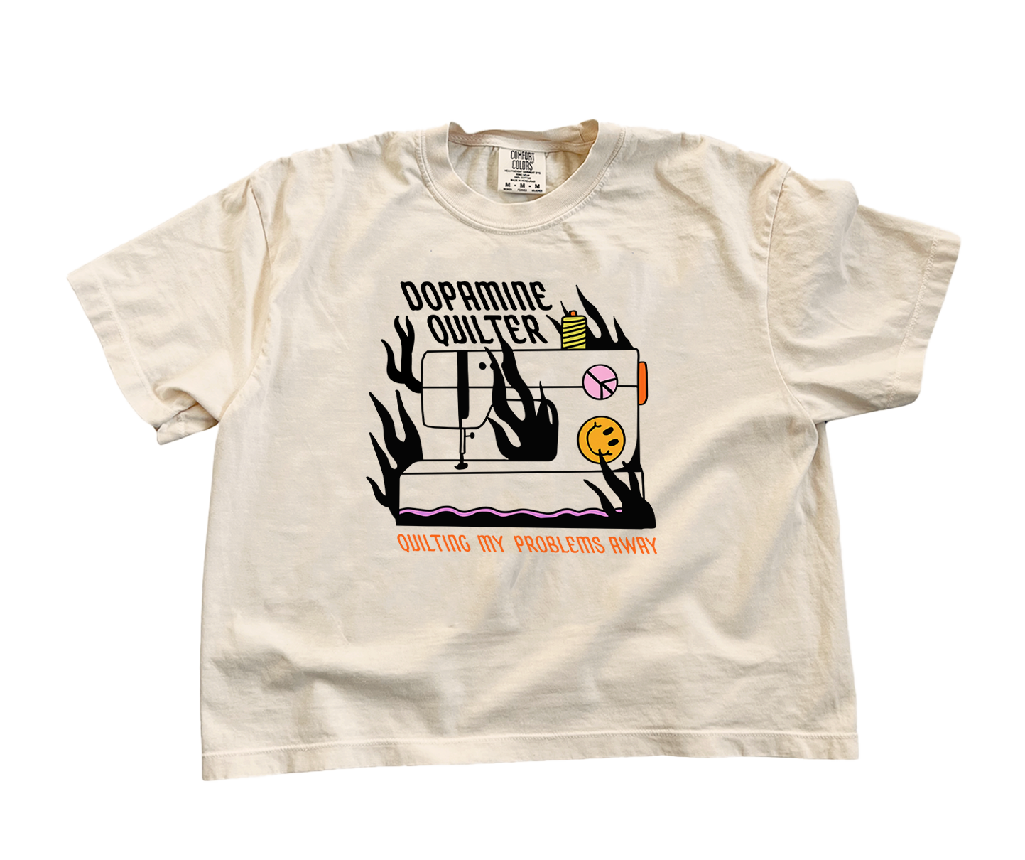 Flaming Sewing Machine | Comfort Colors Boxy Tee (Womens)