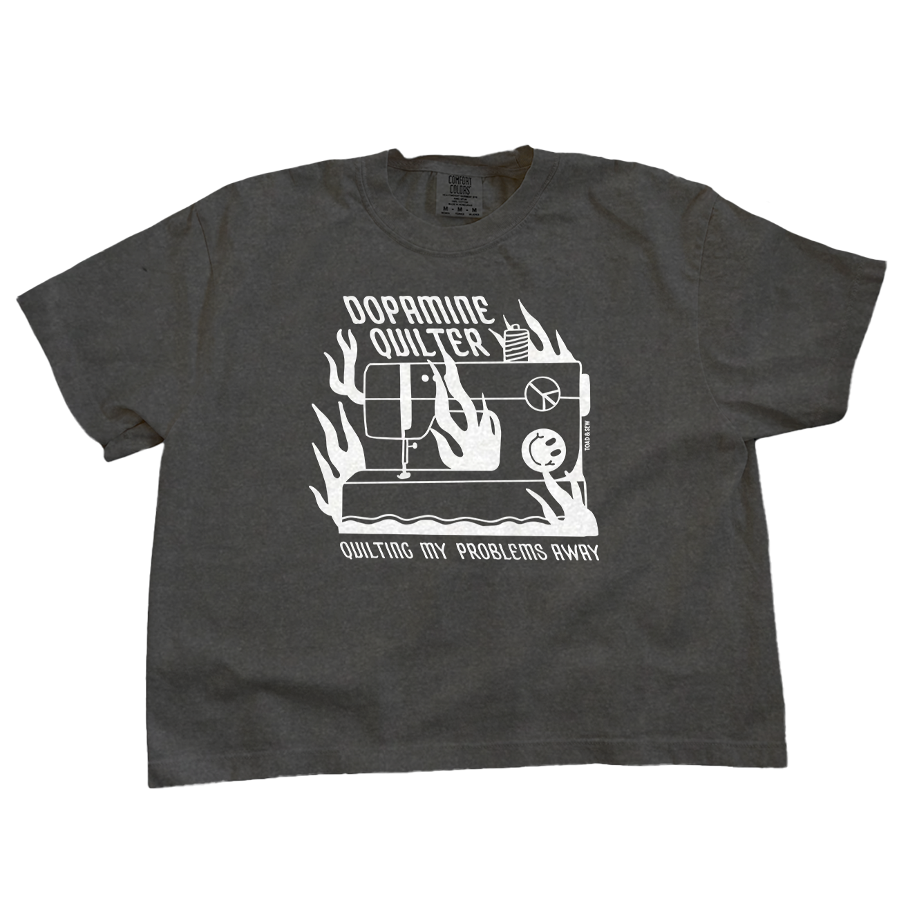Flaming Sewing Machine | Comfort Colors Boxy Tee (Womens)