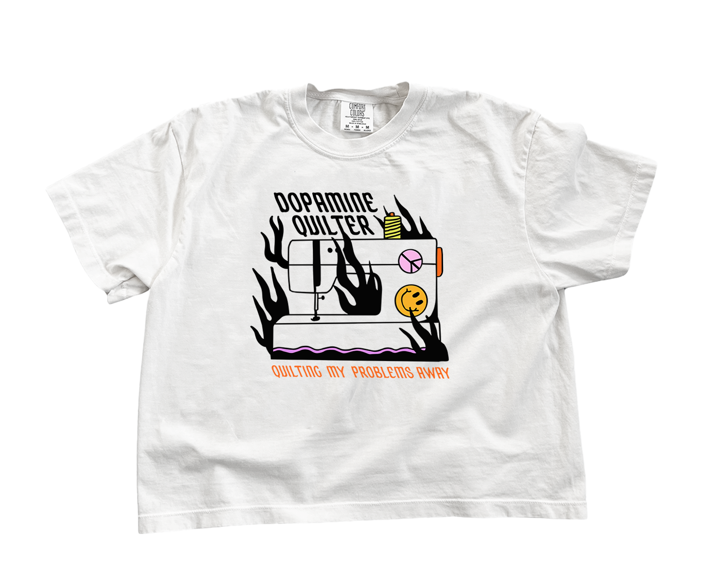 Flaming Sewing Machine | Comfort Colors Boxy Tee (Womens)