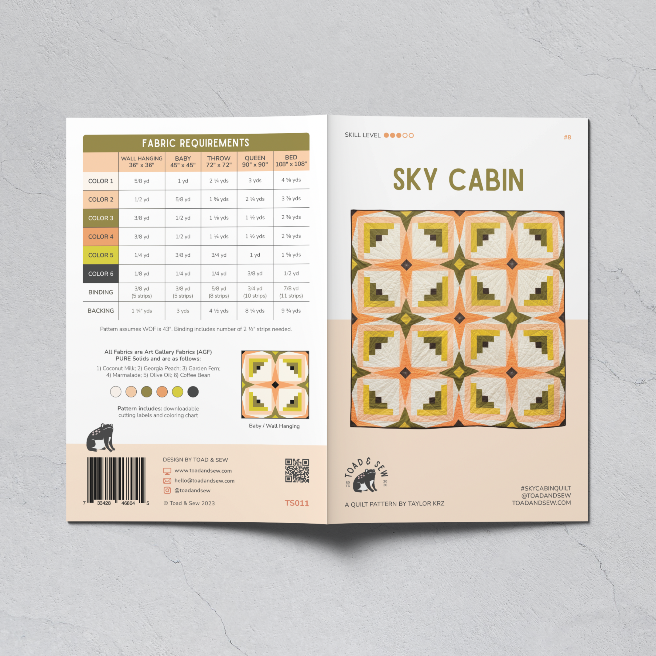 Sky Cabin Quilt Printed Pattern